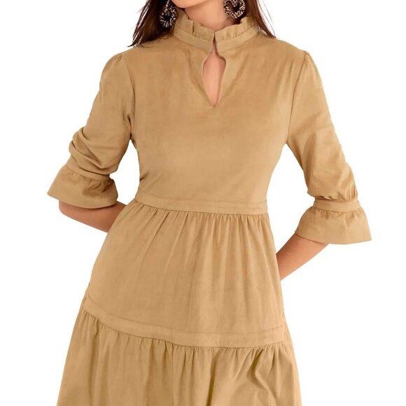 Gretchen Scott Teardrop Dress - Ultra Suede - Beige - Size Small - NWOT - Picture 1 of 3